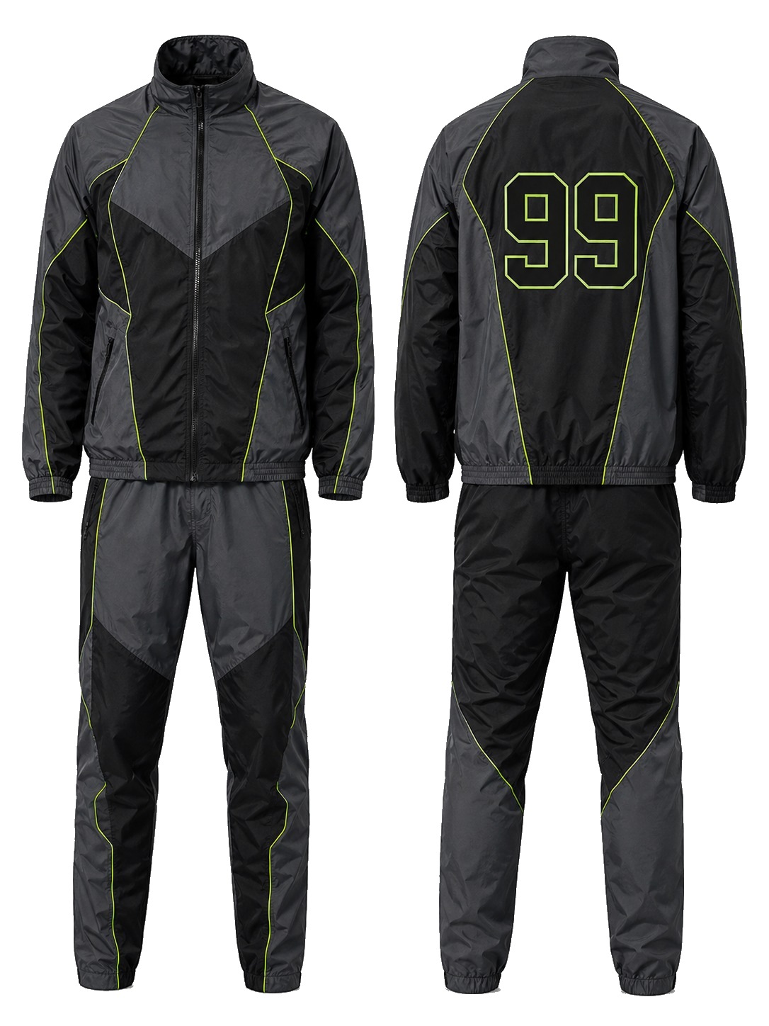 Custom Windbreaker Sets Charcoal Neon Windbreaker Set manufactured by Deer Fight Gear
