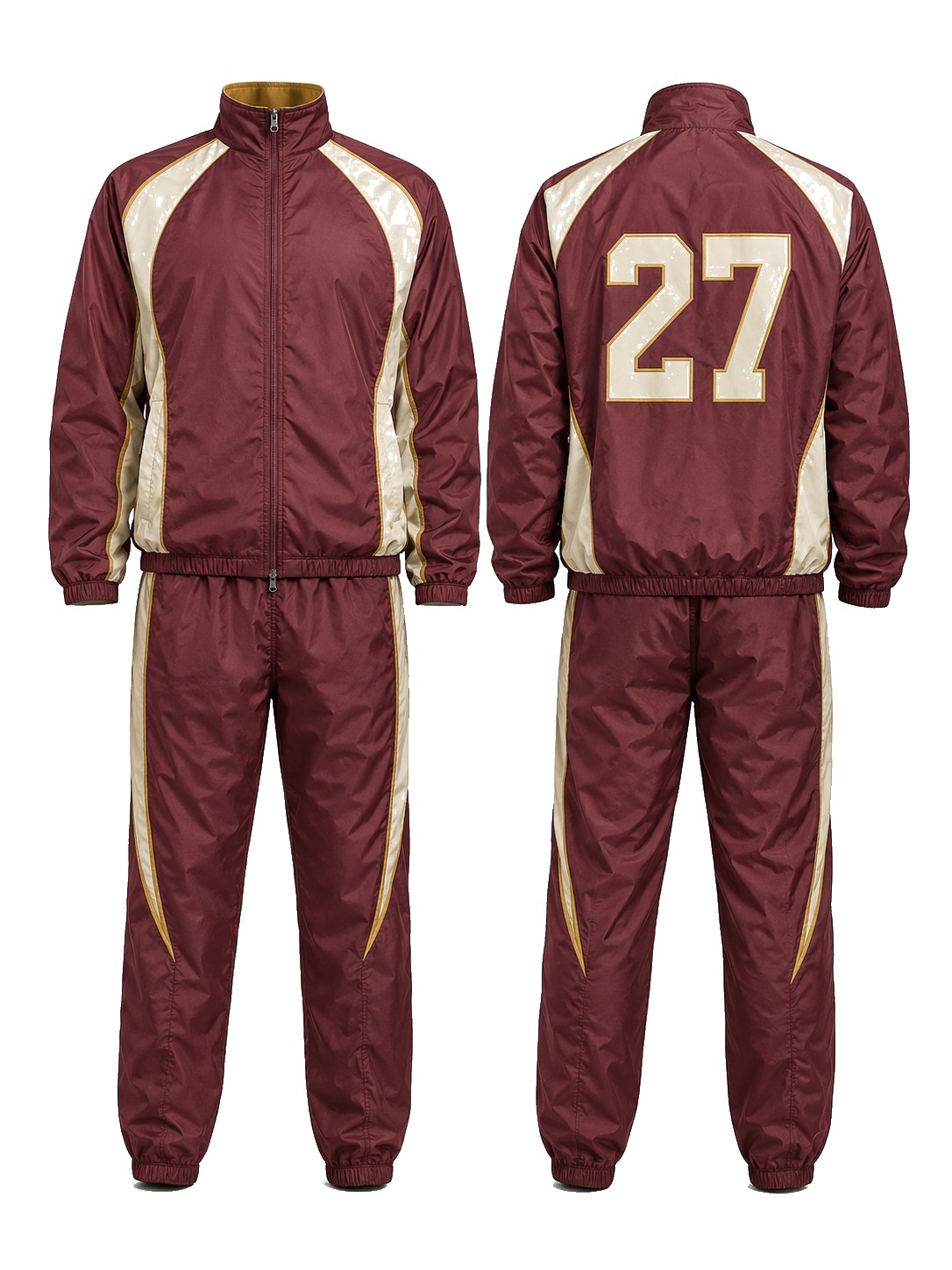 Custom Windbreaker Sets Maroon Cream Windbreaker Set manufactured by Deer Fight Gear