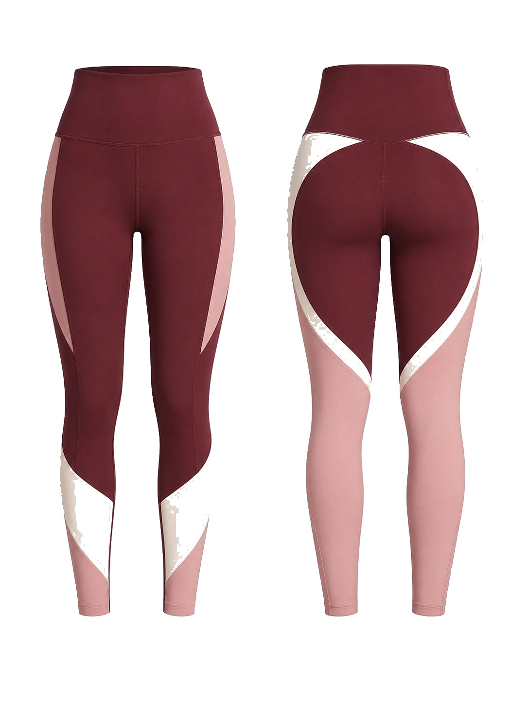 Custom Leggings Maroon Color Blocked Athletic Leggings manufactured by Deer Fight Gear