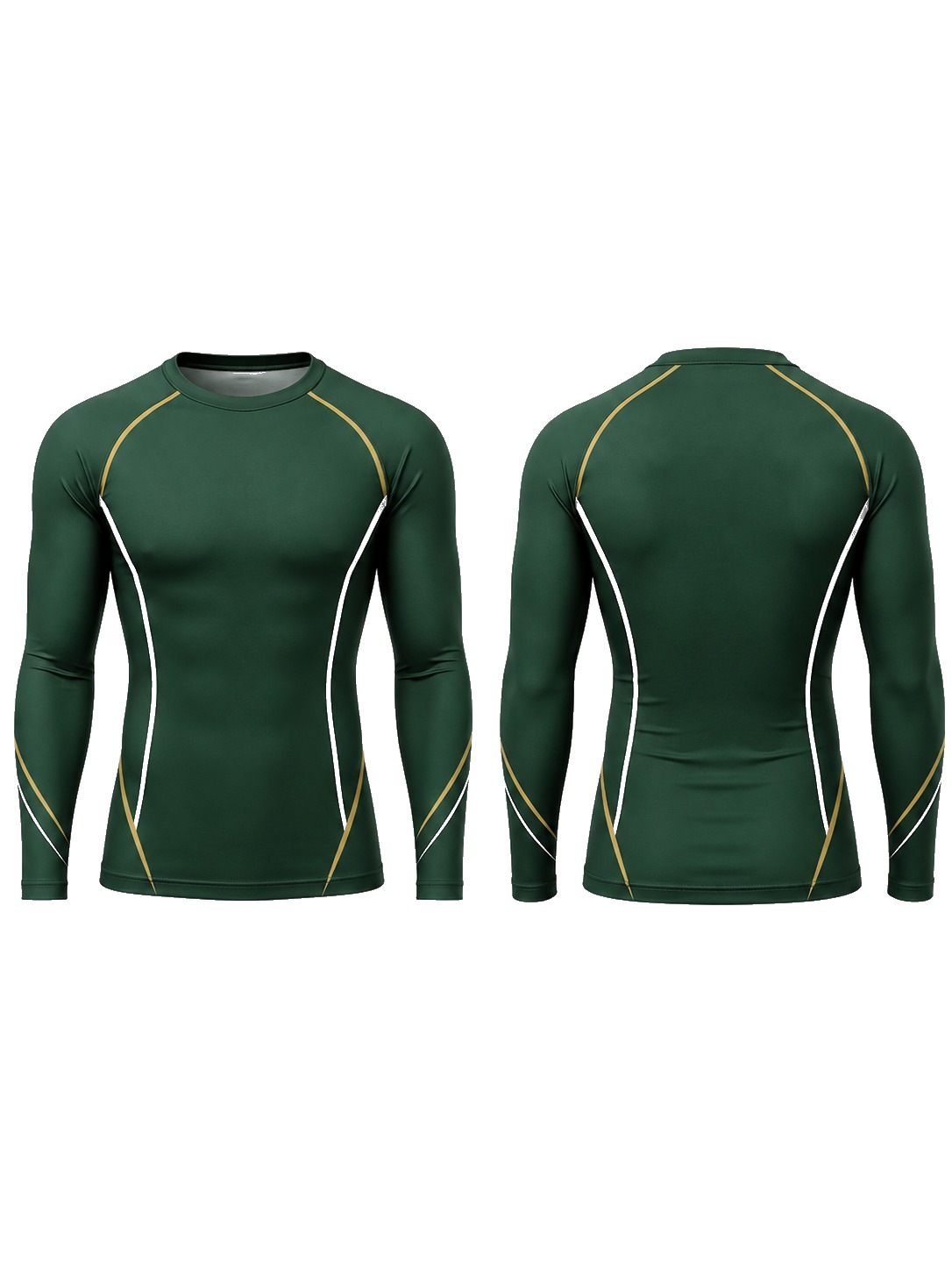Custom Rash Guards Green And Gold Compression Shirts manufactured by Deer Fight Gear