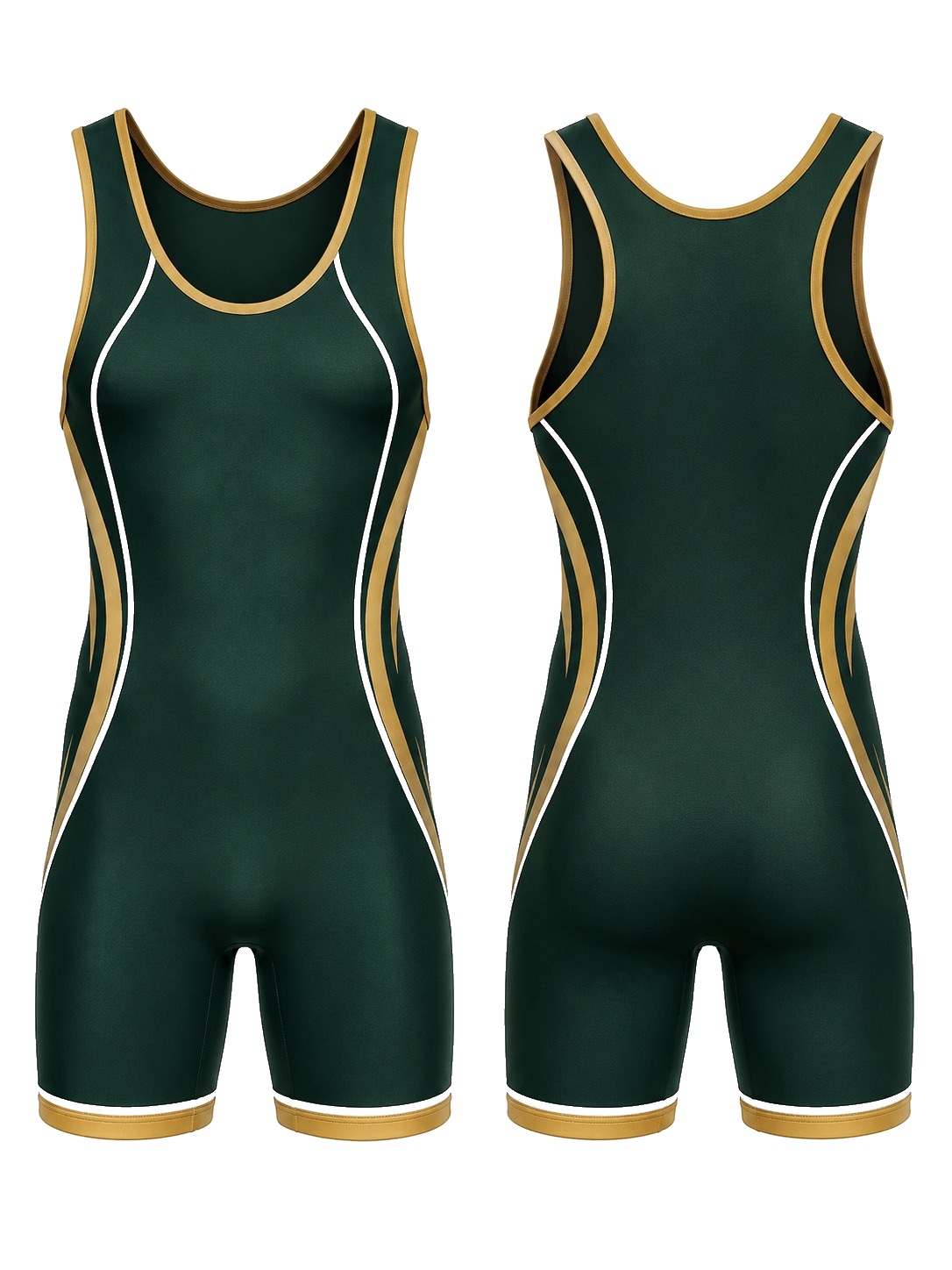 Custom Singlets Emerald And Gold Singlet manufactured by Deer Fight Gear