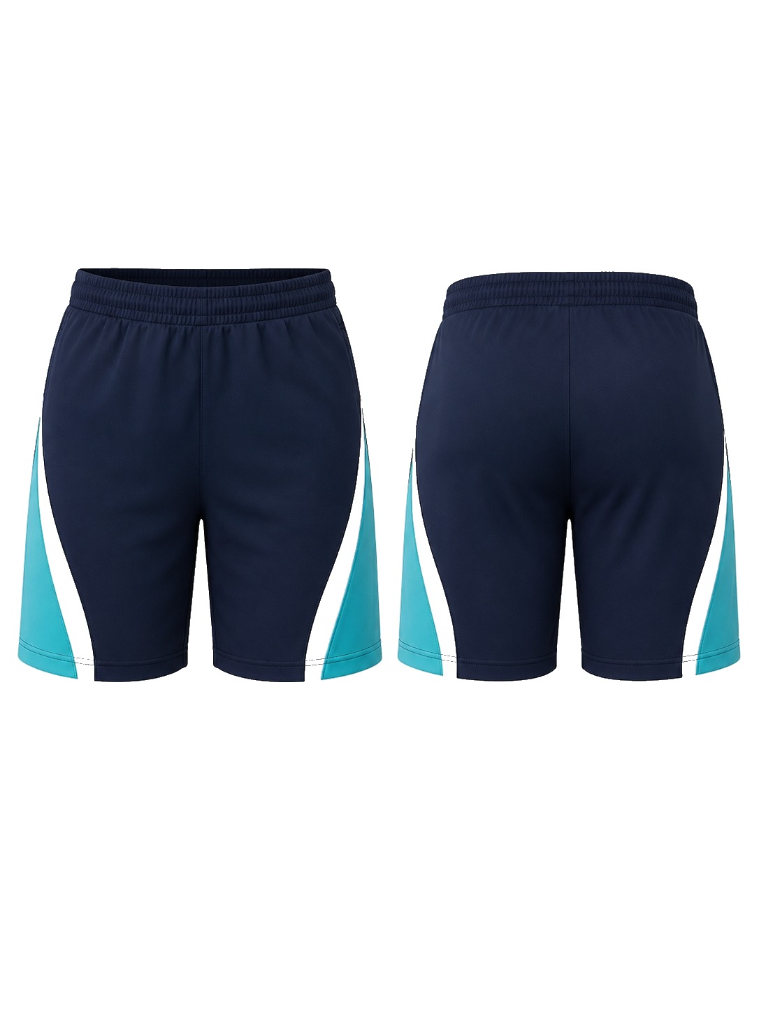 Custom Training Shorts Navy Aqua Trim Training Shorts manufactured by Deer Fight Gear