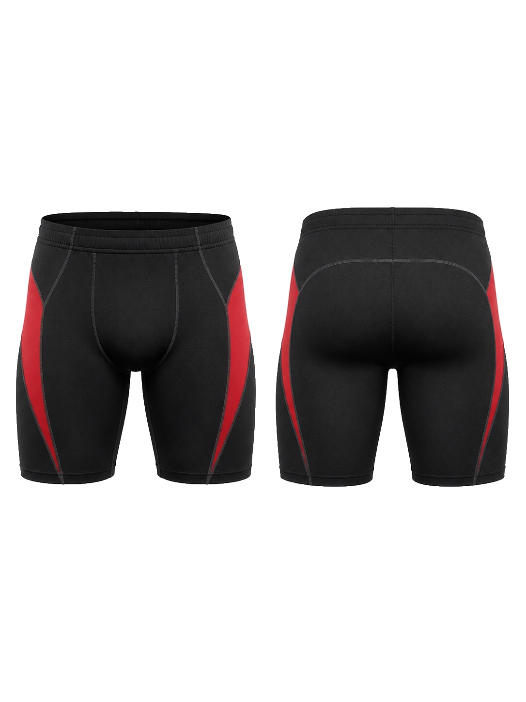 Custom Training Shorts Red Panel Compression Shorts manufactured by Deer Fight Gear