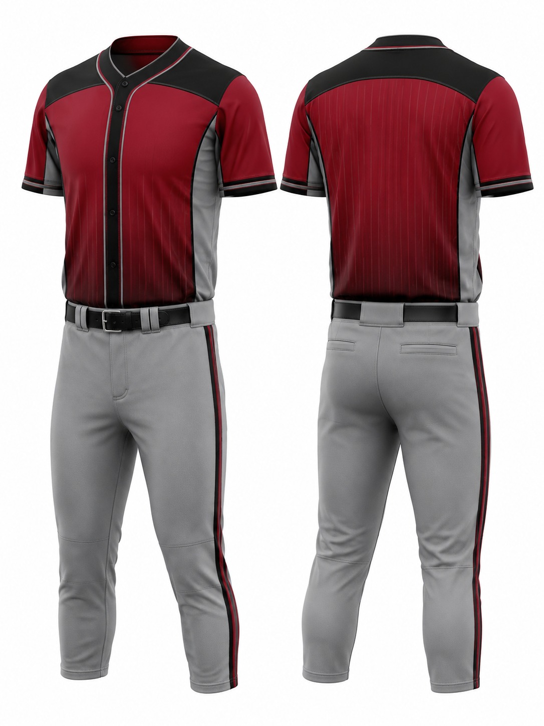 Custom Baseball Maroon Baseball Uniform manufactured by Deer Fight Gear