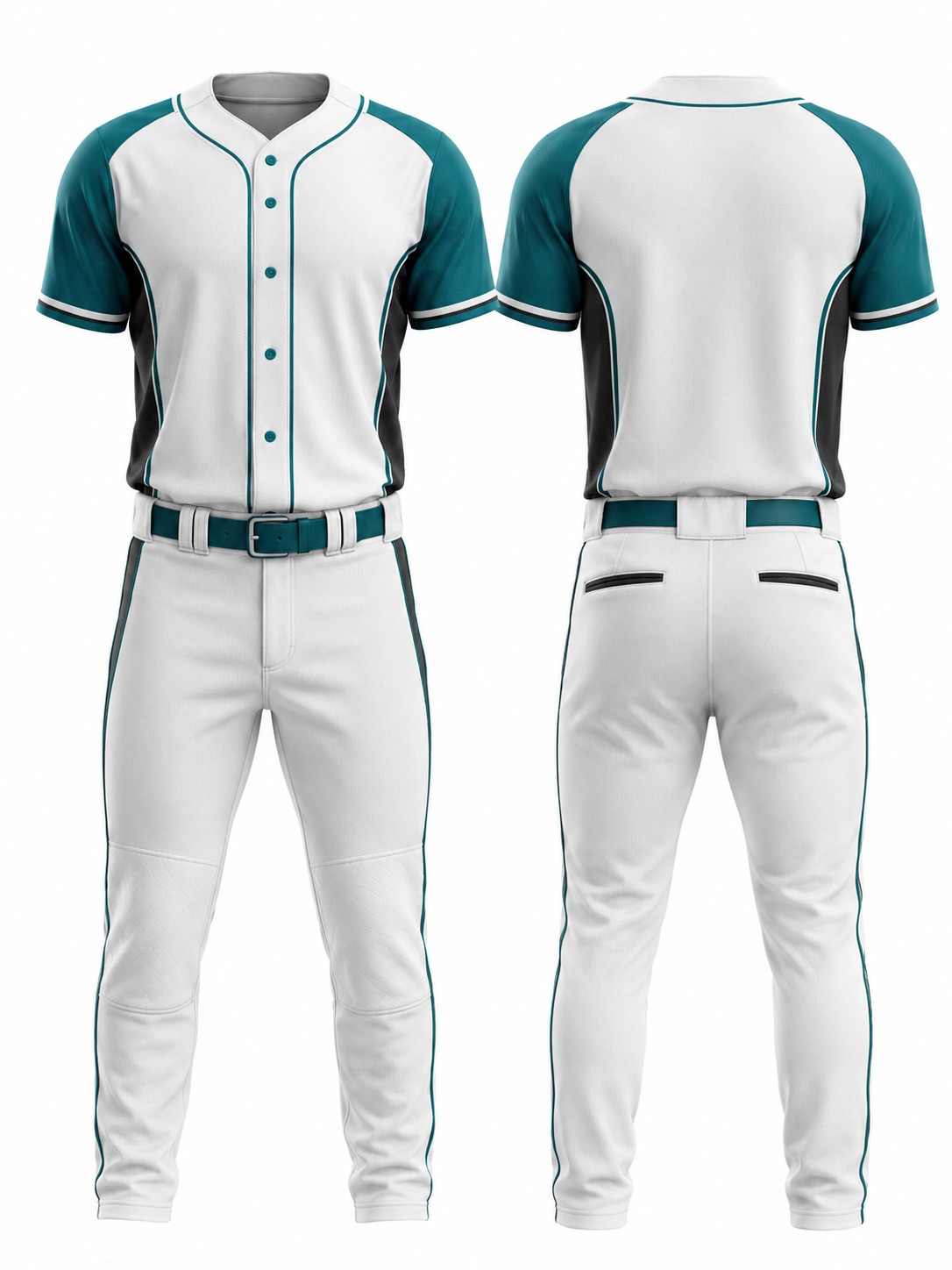 Custom Baseball Teal And Charcoal Baseball Uniform manufactured by Deer Fight Gear