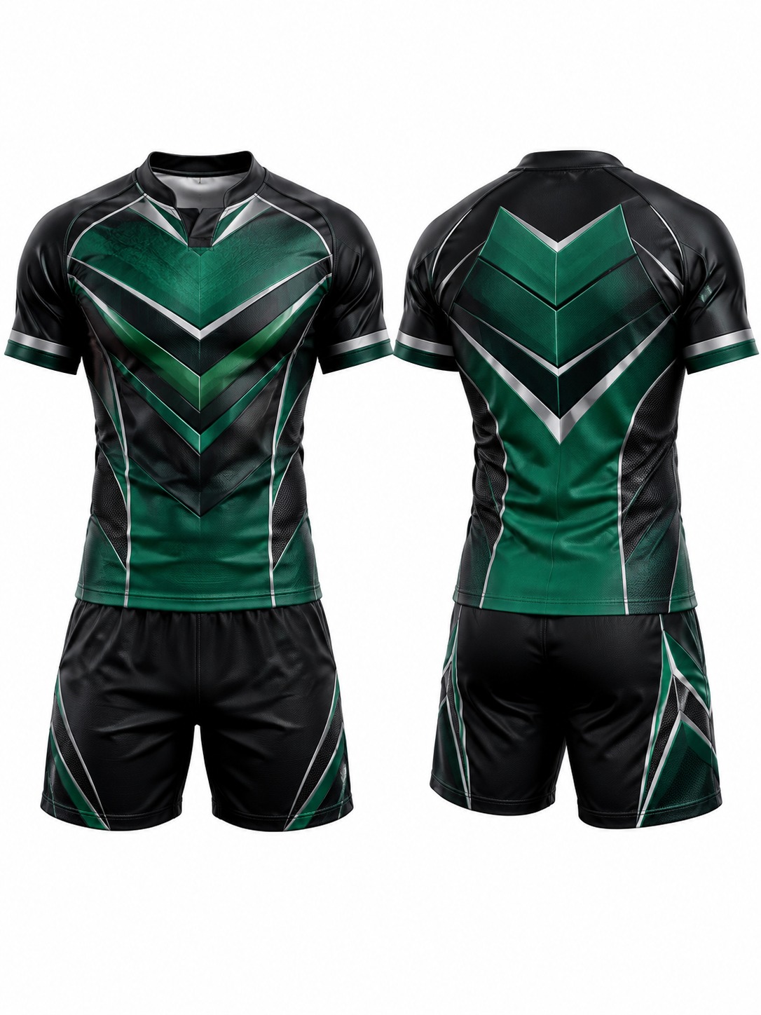 Custom Rugby Emerald Chevron Rugby Uniform manufactured by Deer Fight Gear